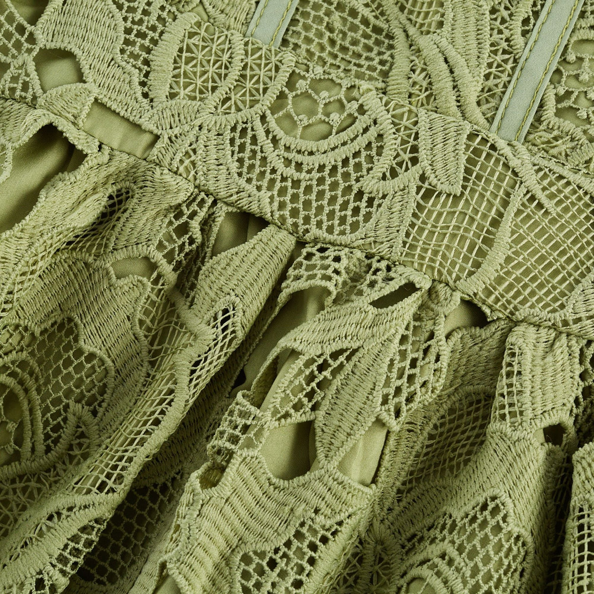 Lise Lace Floral Cut-out Midi Dress / Green