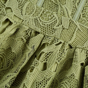 Lise Lace Floral Cut-out Midi Dress / Green