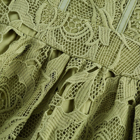 Lise Lace Floral Cut-out Midi Dress / Green