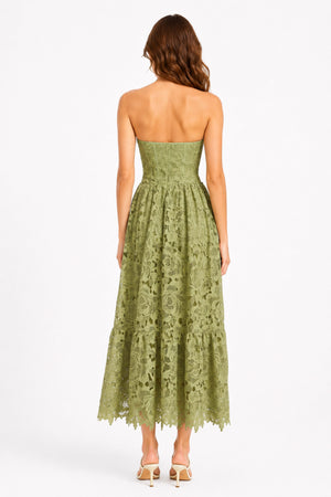 Lise Lace Floral Cut-out Midi Dress / Green