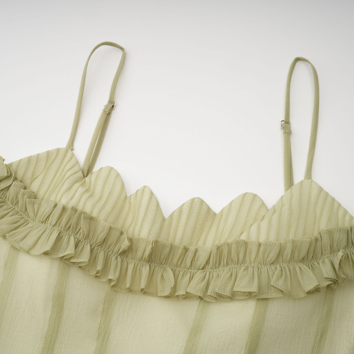 Olympe Ruffled Shirred Tulle Maxi Dress Green