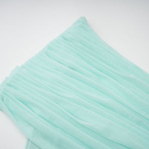 Osmanthe Asymmetrical Ruched Tulle Maxi Dress / Green