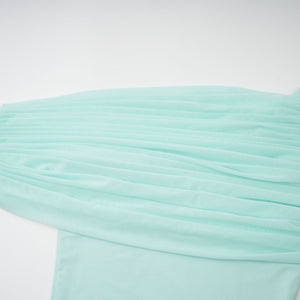 Osmanthe Asymmetrical Ruched Tulle Maxi Dress / Green