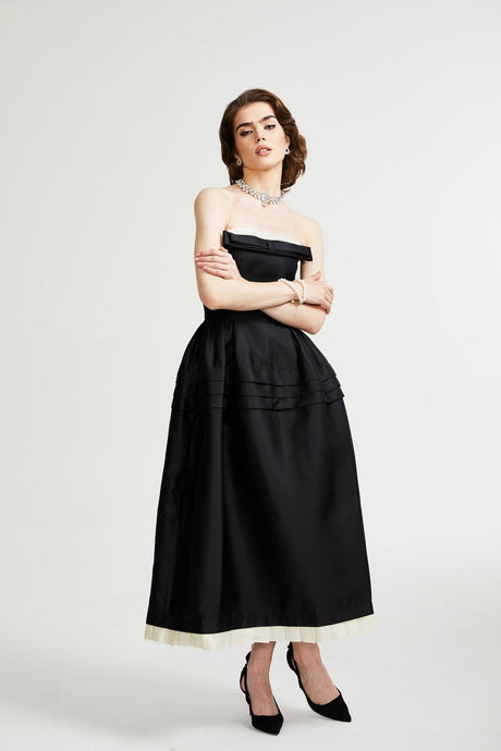 Prouesse black bowknot midi dress