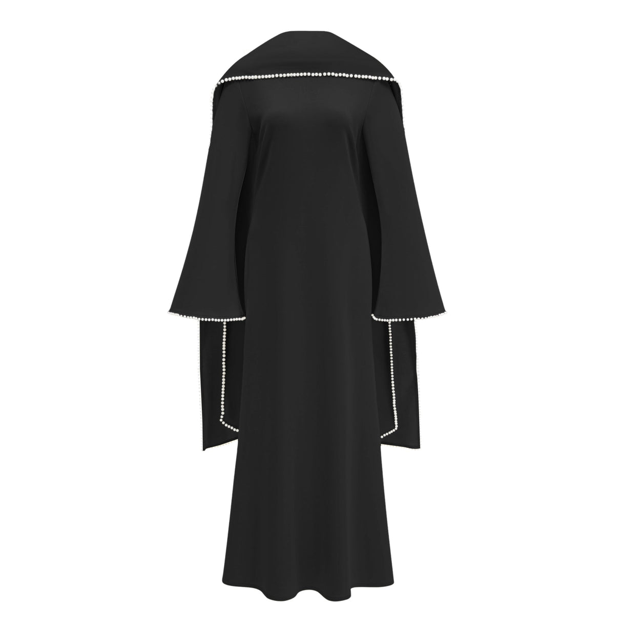 Sommet Pearl Trim Shawl Detail Maxi Dress / Black