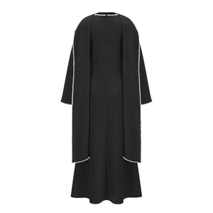 Sommet Pearl Trim Shawl Detail Maxi Dress / Black