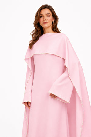 Sommet Pearl Trim Shawl Detail Maxi Dress / Pink