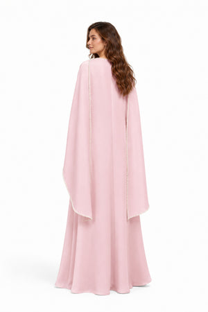 Sommet Pearl Trim Shawl Detail Maxi Dress / Pink