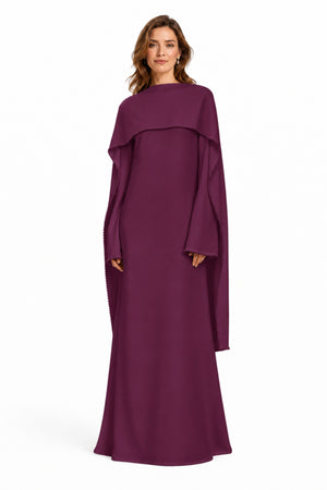 Sommet Pearl Trim Shawl Detail Maxi Dress / Purple