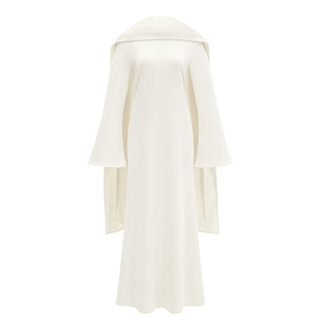 Sommet Pearl Trim Shawl Detail Maxi Dress / White