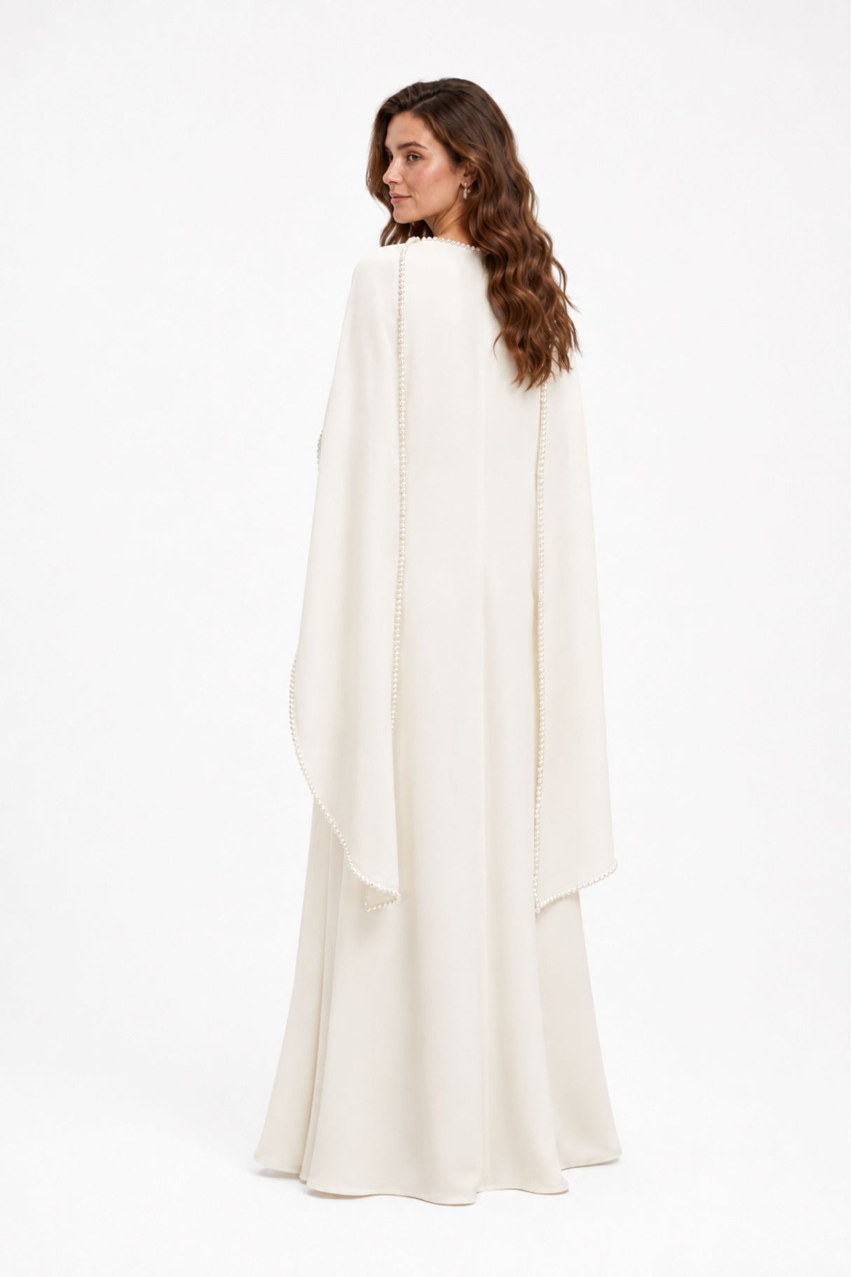 Sommet Pearl Trim Shawl Detail Maxi Dress / White