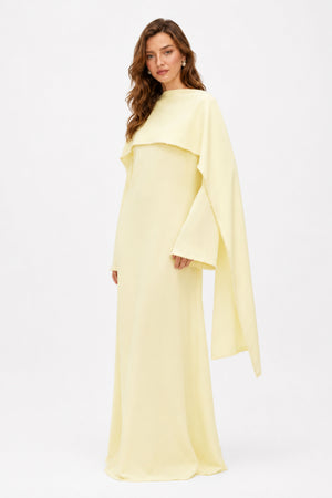 Sommet Pearl Trim Shawl Detail Maxi Dress / Yellow