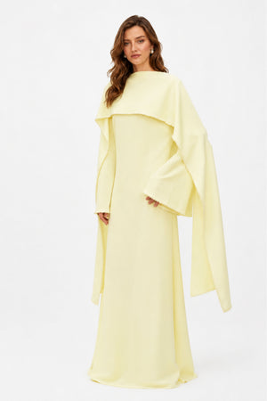 Sommet Pearl Trim Shawl Detail Maxi Dress / Yellow