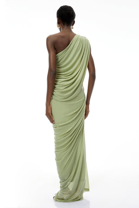 Zulma One Shoulder Top & Skirt Set Green