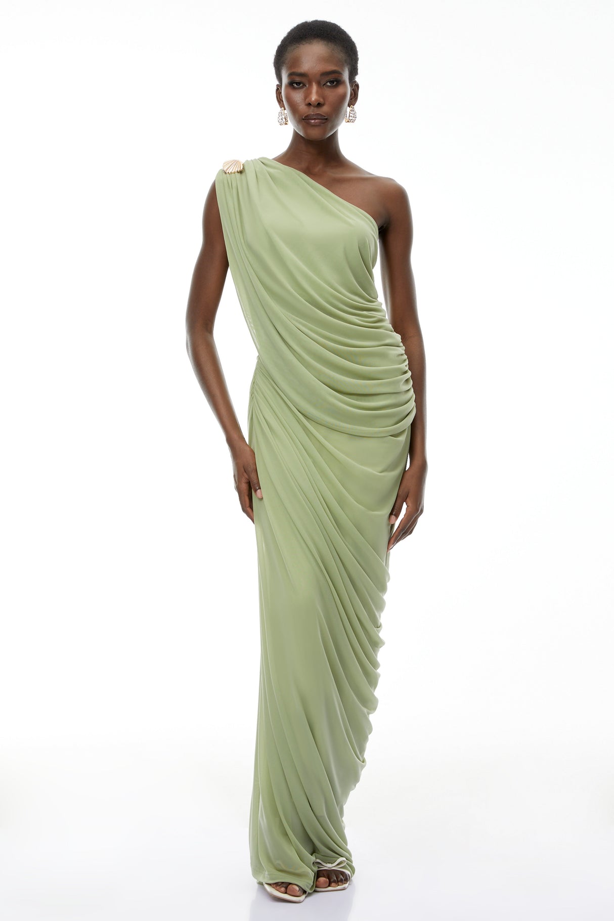 Zulma One Shoulder Top & Skirt Set Green
