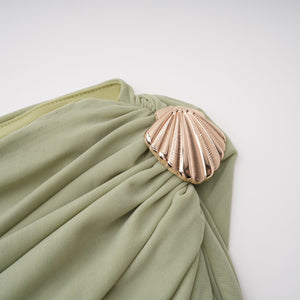 Zulma One Shoulder Top & Skirt Set Green