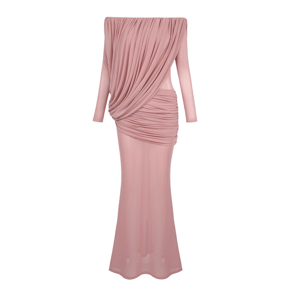 Apolline Off-Shoulder Draped Evening Maxi Dress