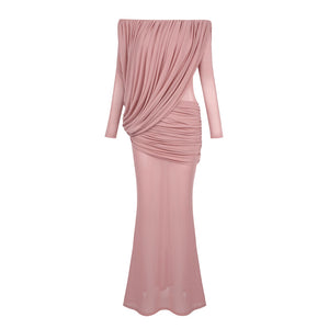 Apolline Off-Shoulder Draped Evening Maxi Dress