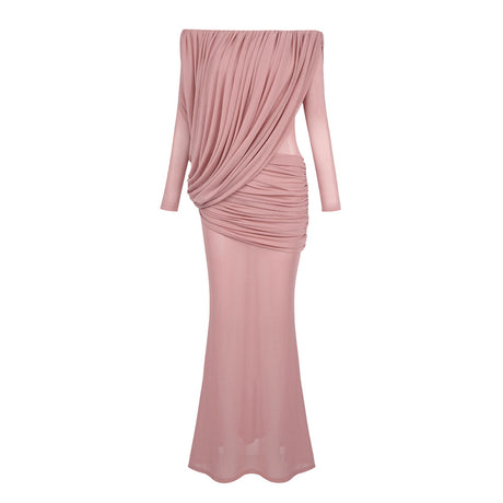 Apolline Off-Shoulder Draped Evening Maxi Dress