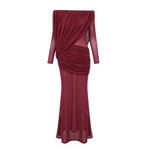 Apolline Off-Shoulder Draped Evening Maxi Dress
