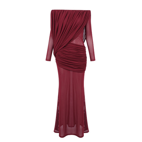 Apolline Off-Shoulder Draped Evening Maxi Dress