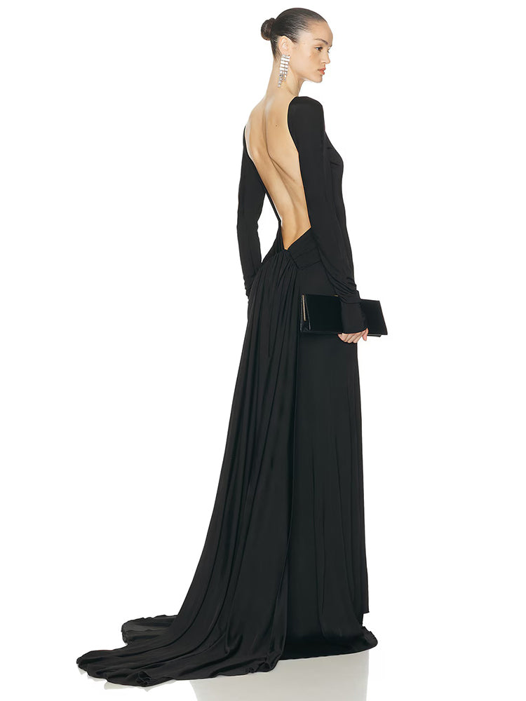 Selmori Orianne Long Sleeve Backless Maxi Dress