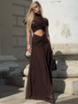 Selmori Joséphine Hollow Out Maxi Dress Brown