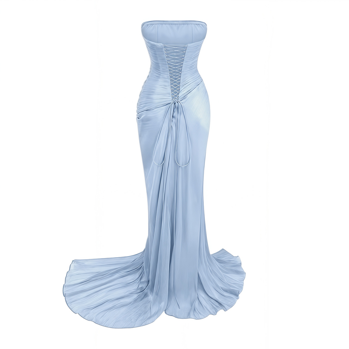 Vanessa Strapless Corset Ruched Maxi Dress / Blue