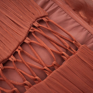 Vanessa Strapless Corset Ruched Maxi Dress / Terracotta Rose