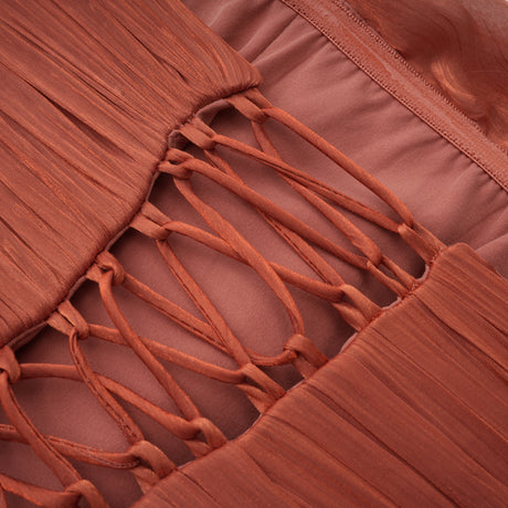 Vanessa Strapless Corset Ruched Maxi Dress / Terracotta Rose