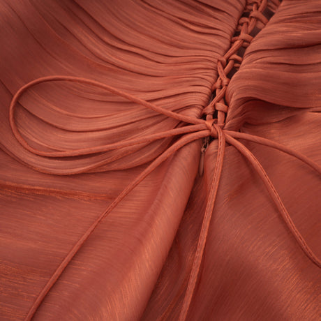 Vanessa Strapless Corset Ruched Maxi Dress / Terracotta Rose
