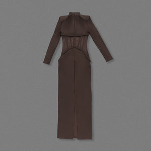 Selmori Laurence Mock Neck Corset Maxi Dress